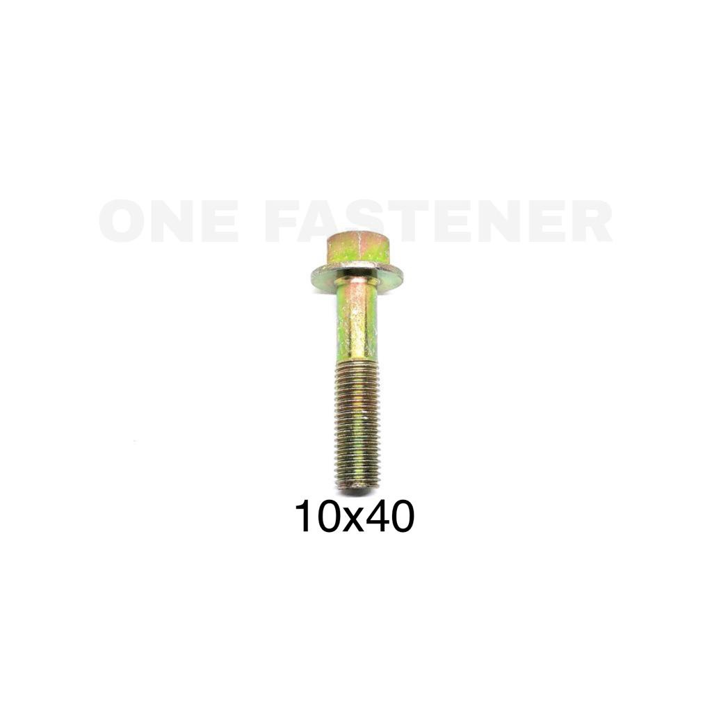 Baut Flange Bolt M10x40 Kuning 1.25 topi 4cm 10mm shock kunci 14 m10