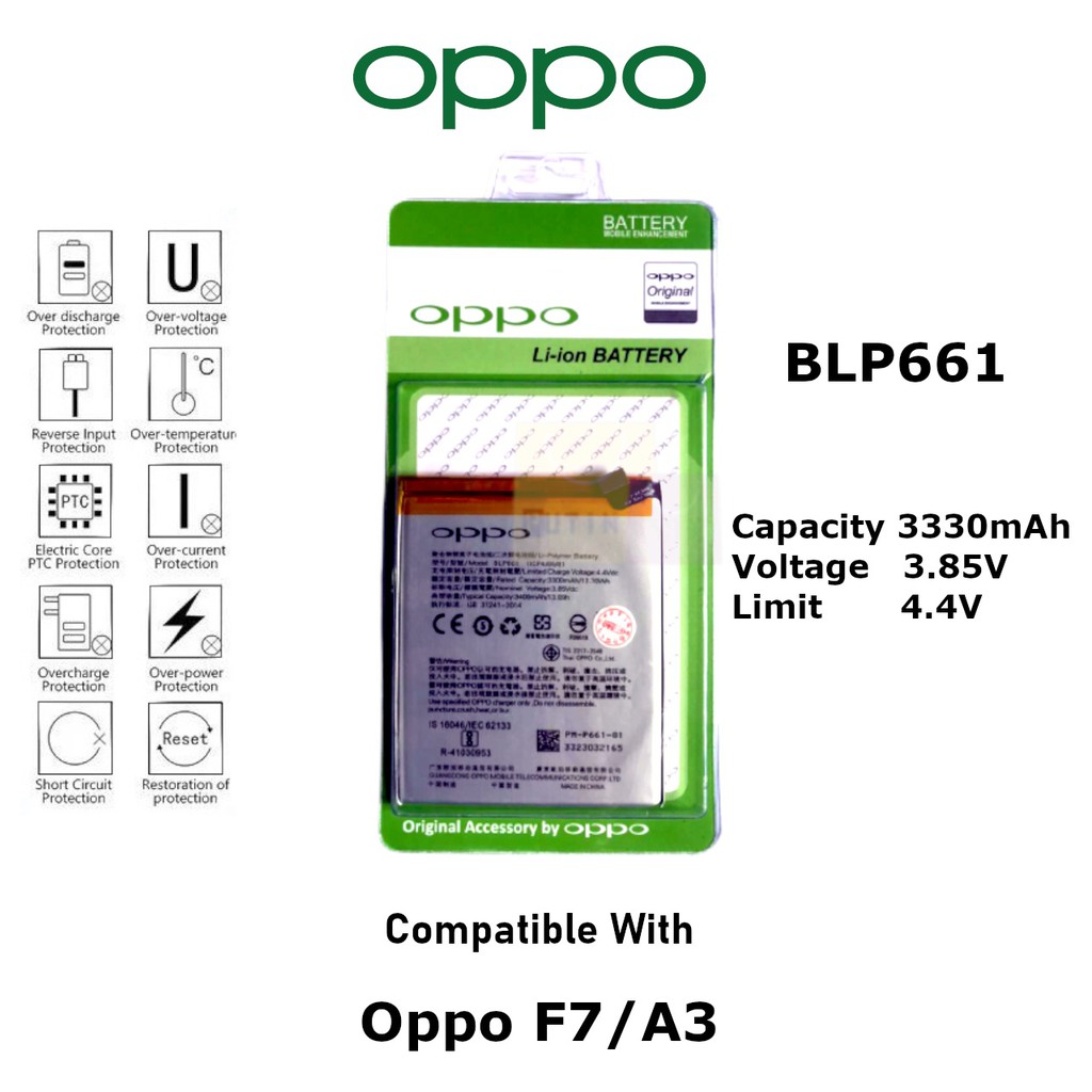 (P) Batre Battery Baterai Original Oppo BLP661 / F7 / A3