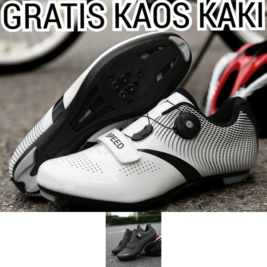 SPEED Sepatu Cleat sepeda Roadbike Road Bike model LOOK SPD - PUTIH