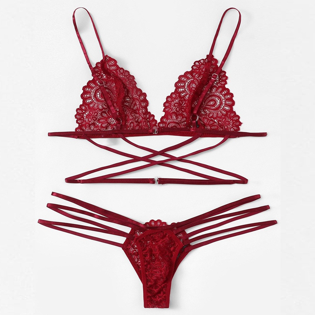 Ɛѵҽ Lingerie Bikini Sexy Set Bra + Gstring Pakain Dalam Renda Lenceria Erotis 1066