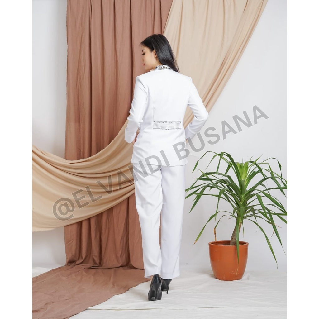 BLAZER WANITA B&amp;V / Seragam PNS / Baju PDH PNS Wanita / Baju Dinas Pemda Wanita / Baju Khaki PNS Wanita / Seragam ASN Wanita / Baju Guru Wanita - 7007 PUTIH