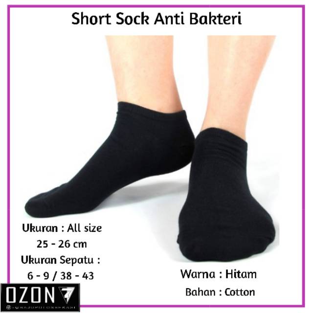 Kaos Kaki Pria, Pendek Semata Kaki, Warna Hitam Polos, Allsize Dewasa Pria dan Wanita, 37 - 43