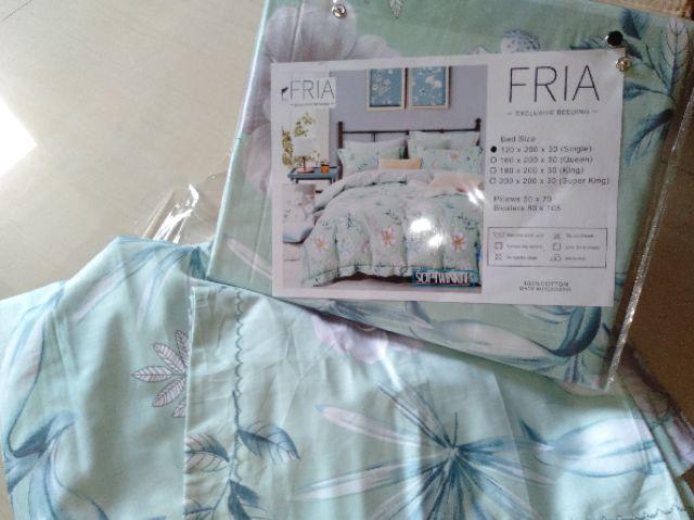 Homemade Sprei Single 120x200 Tinggi 30cm Katun Jepang Impor Motif Minimalis Murah Merk Fria