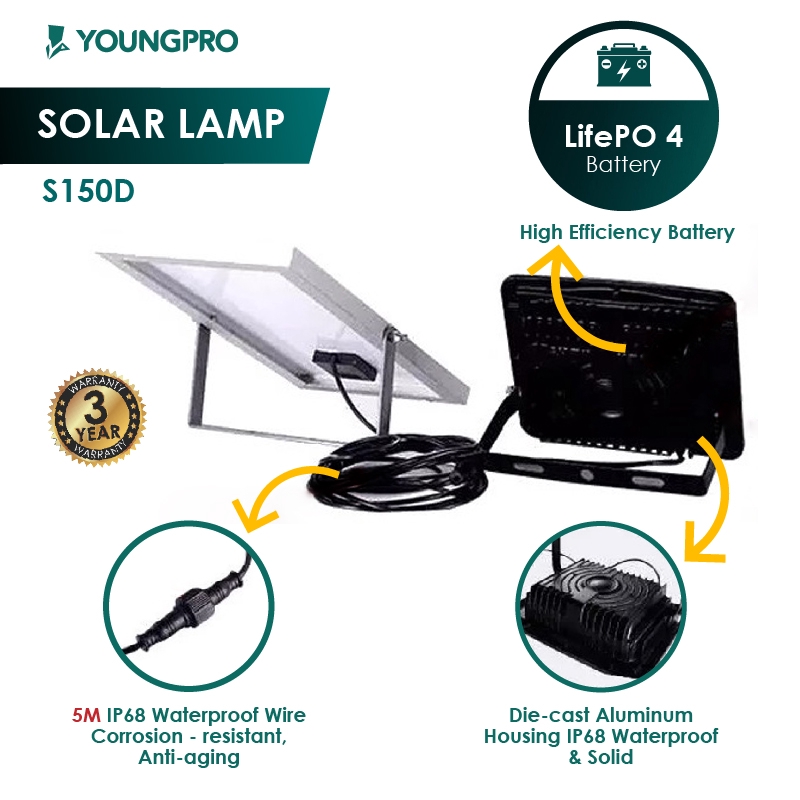 GARANSI 3 TAHUN!!! Youngpro Lampu Solar Panel 150D Lampu Taman Tenaga surya