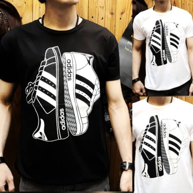 Kaos pria distro adidas shoes black and white |NKI