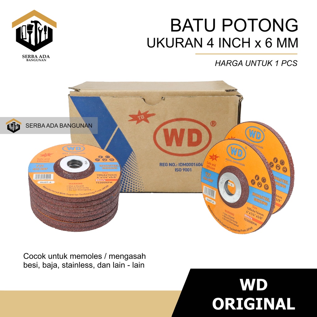 BATU POTONG WD POLES Mata Gerinda Batu 4 inch x 6 mm nippon / ASLI 100% GARANSI UANG KEMBALI