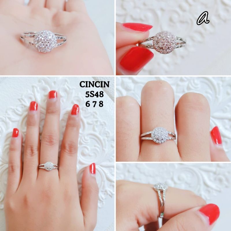 Cincin Titanium Permata Solitaire Cincin Wanita