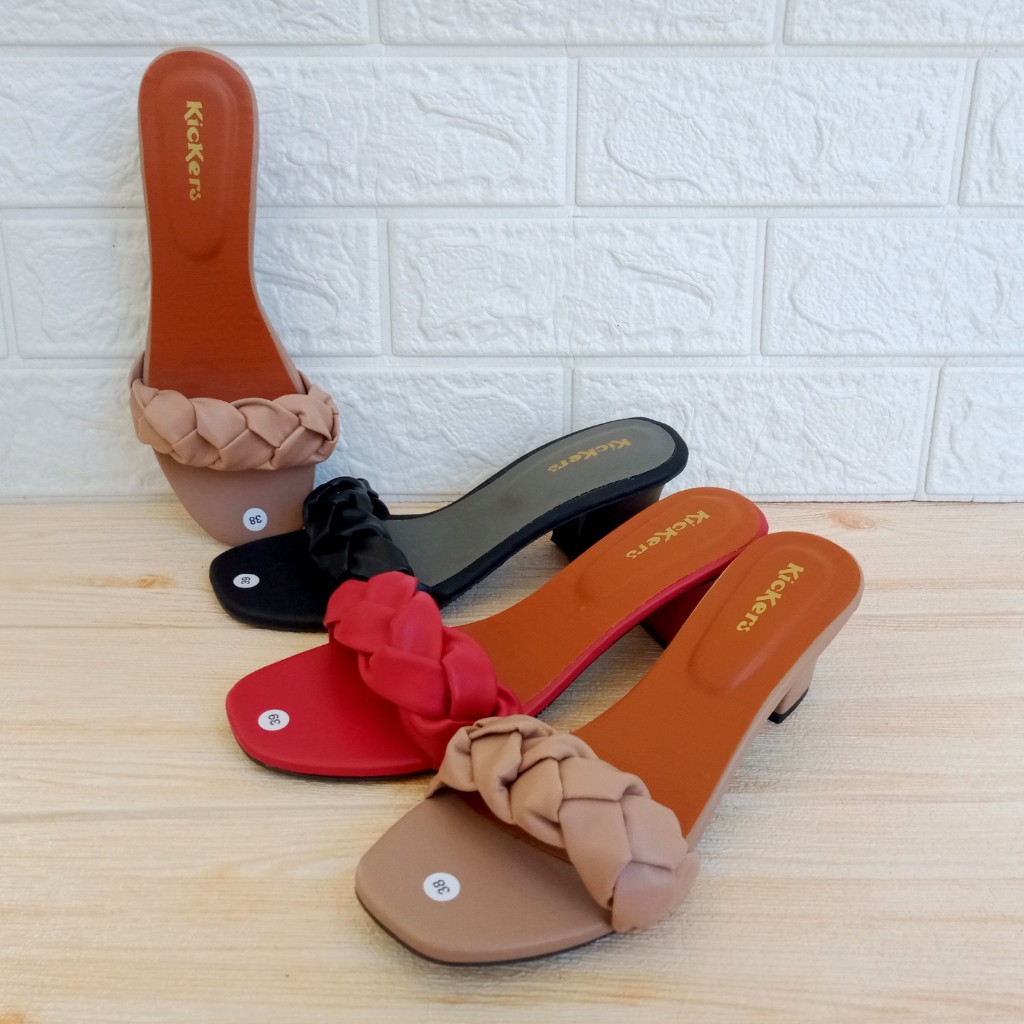 Kickers BDR H03 Sandal Wanita Heels Kepang Hak 5cm Size 37-40