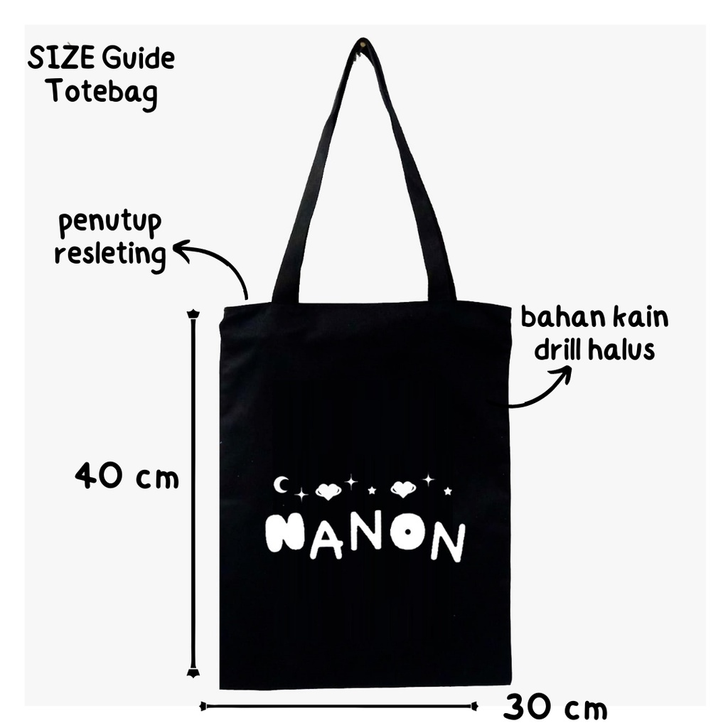 NEW Stringbag / Totebag Motif tulisan Nanon kain drill thailand merchandise thai merch raikantopeni aktor || Kiiyoomii ||