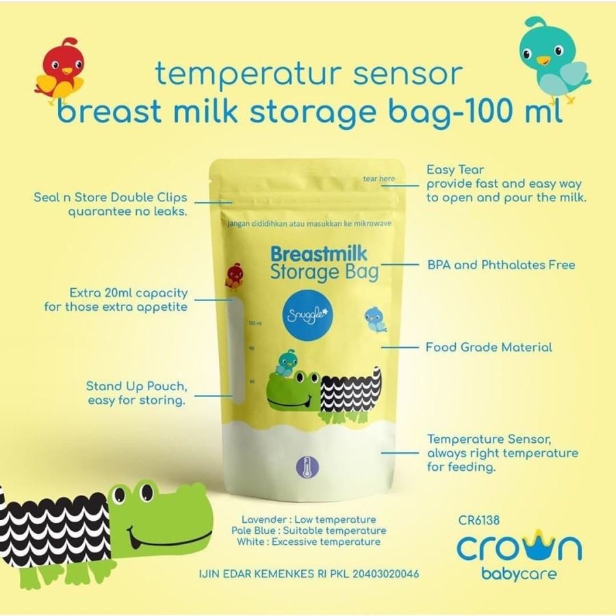 CR 6138 Crown Baby Breast Milk Storage / Kantong ASI Steril 100ml Sekali Pakai