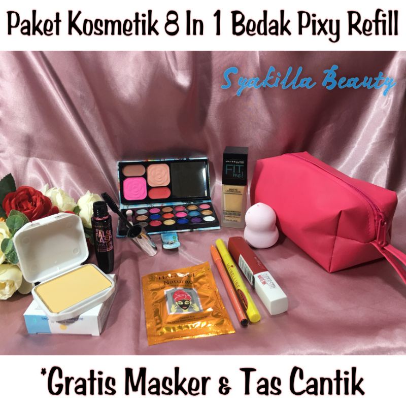 Paket Kosmetik 8 In 1 Bedak Pixy Refill / Paket Hemat Kosmetik Lengkap / Make Up Set Kosmetik Lengka