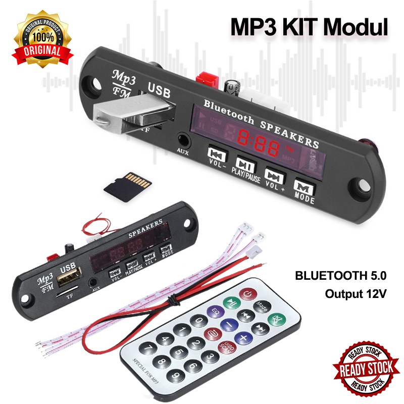 ORIGINAL MP3 KIT Modul 12V / 5V Bluetooth 5.0 FM Radio USB Player Bluetooth Speaker Remote Control Pemutar Lagu MP3 BT Modul Kit Tanpa Amplifier