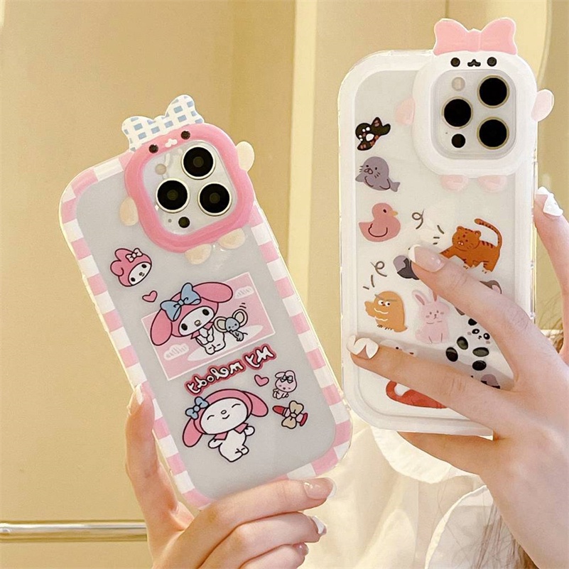 Case Pelindung Lensa Shockproof Motif Kartun Monster Kecil Untuk iPhone 14 13 12 11 Pro Max X Xr Xs Max 7 8 6 6s Plus SE 2020