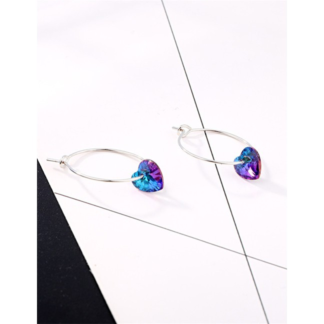 LRC Anting Tusuk Fashion Zircon Heart-shaped Earrings F66338