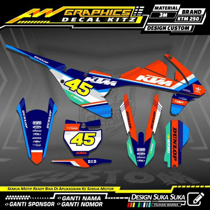 DECAL KTM 250 2017 KTM 250 NEW OREN BIRU MUDA