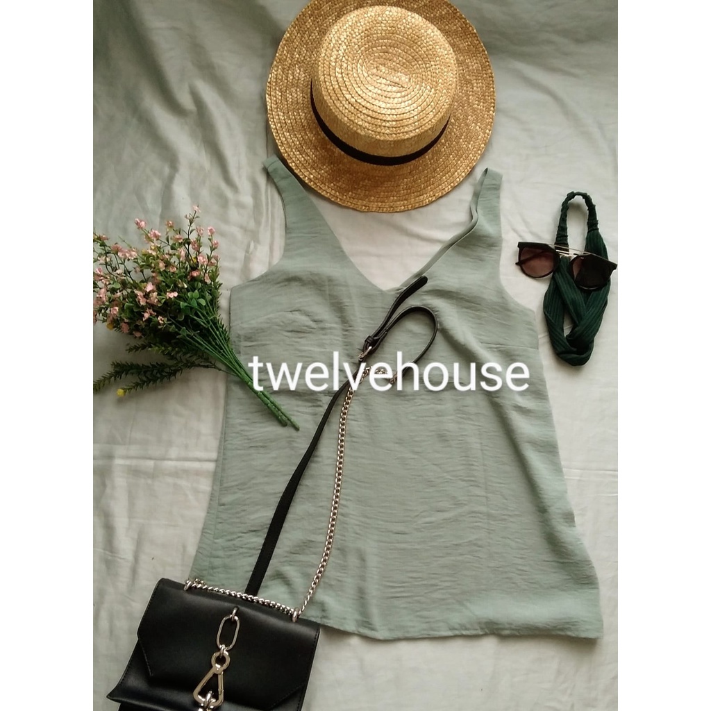 atasan wanita / blouse kutung / tanktop sage anko [preloved]