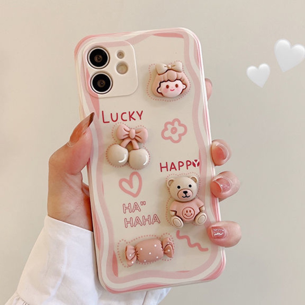 Case Desain Beruang Pink 3d Untuk IPhone 12 13 11 Pro Max X Xs Max Xr 7 8 Plus Hgs4
