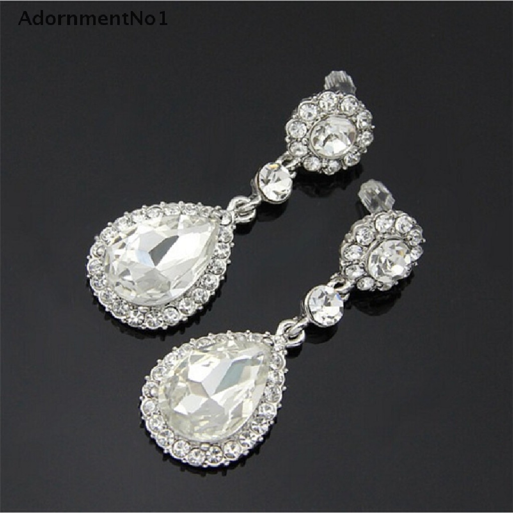 (AdornmentNo1) Anting Tusuk Gantung Desain Tetesan Air Hias Kristal / Berlian Imitasi Untuk Wanita