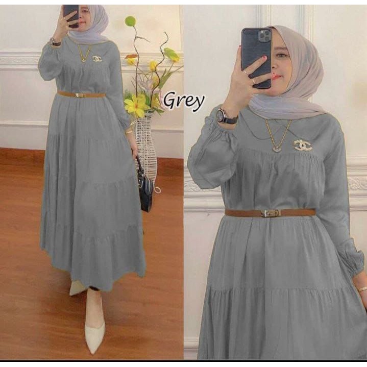 Gamis susun polos | gamis midi canda terbaru Free Bross