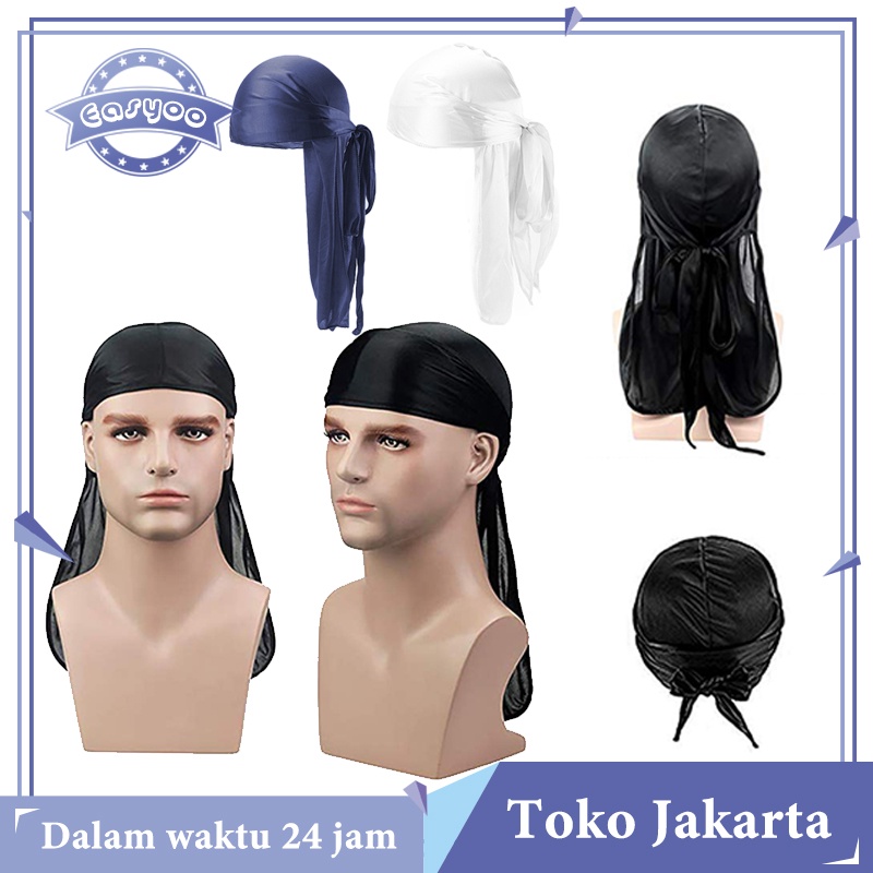 Durag Ikat Kepala Silk Durag Bandana Hip Hop Pirate Hat Bandana Chemo Cap