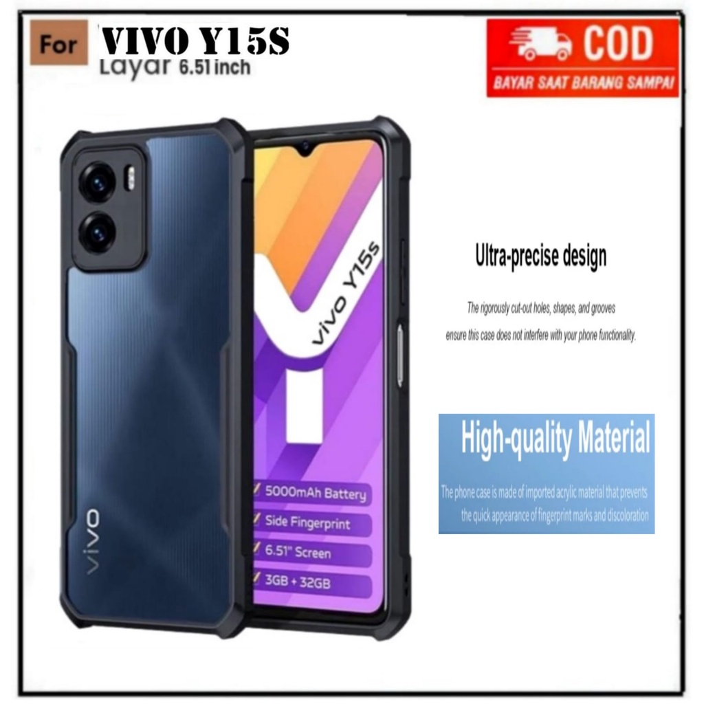 PAKET 4IN1 CASE VIVO Y15S Y01 SOFT CASE SHOCKPROOF TRANSPARAN CASING PROTECT CAMERA