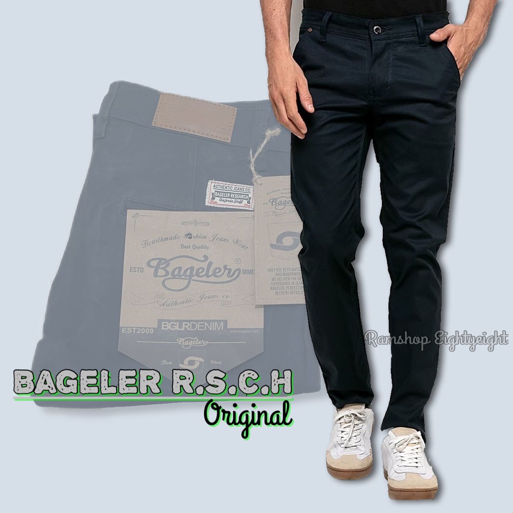 RSHP Celana Chino Panjang Pria BAGELER Rsch Original Cino Cotton Twiill Stretch Ukuran S M L XL