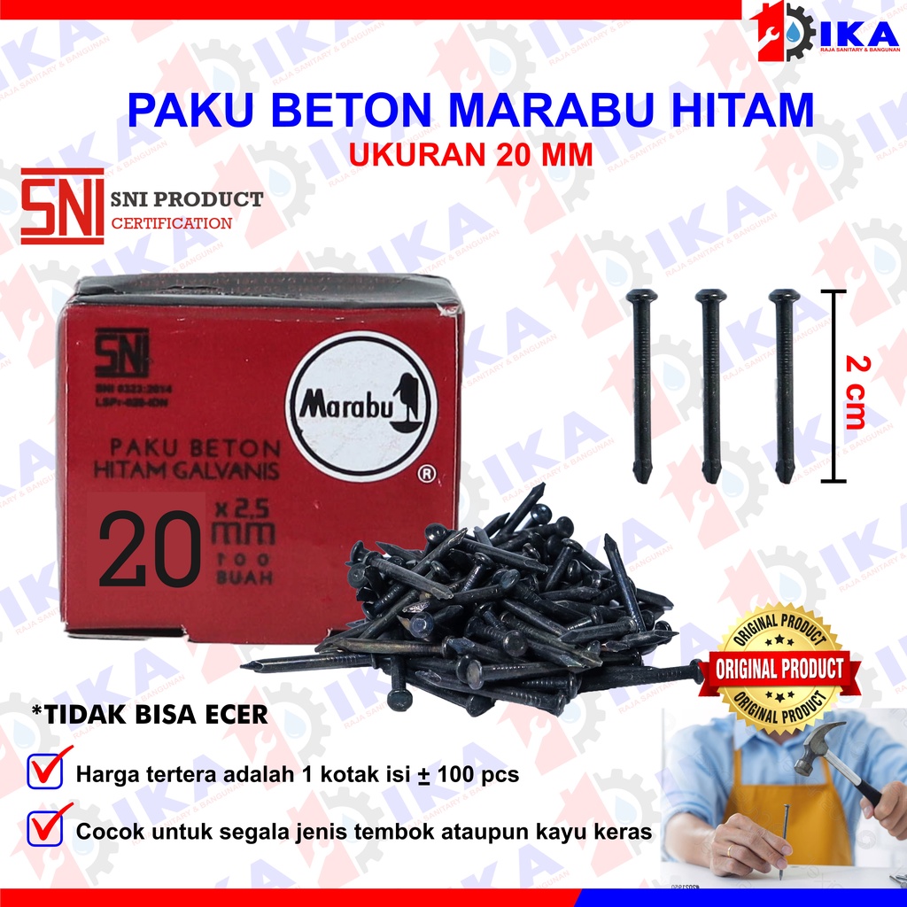 PAKU BETON SIZE 2- 2.5 - 3 - 4 -5 Cm MARABU HITAM GALVANIS HARGA 1BOX (100PCS) TERMURAH KOMPLIT