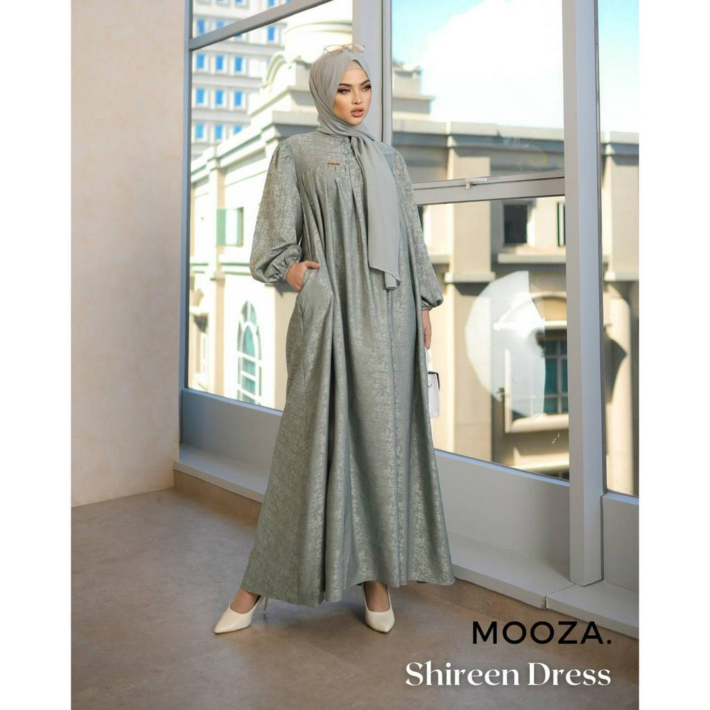 Shireen Dress - Dress Korean Style - Dress Kondangan - Jaguar Katun Import Gamis Lebaran Badan Rempel Kancing Depan Lengan Karet