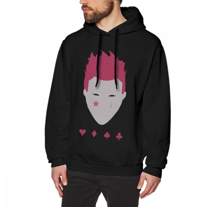 Sweater Anime HXH Hoodie HISOKA FACE Jumper Pria Wanita Bahan Fleece Ukuran S M L XL XXL XXXL