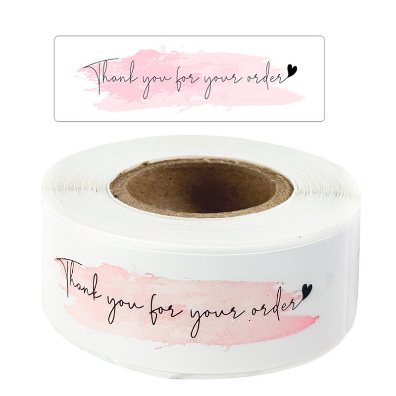 120pcs / Roll Stiker Label Tulisan thank You for Your Order Warna Pink Untuk Dekorasi Tas Hadiah