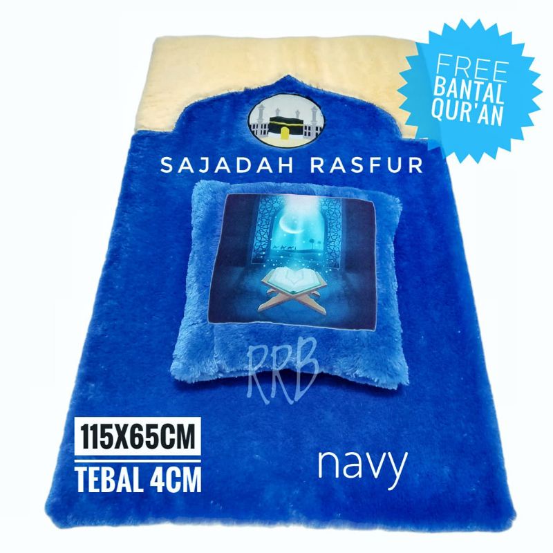 sajadah bulu rasfur tebal warna biru