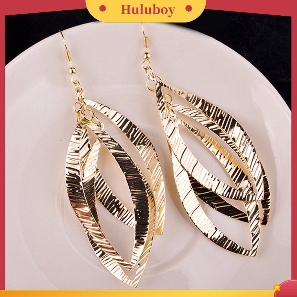 Hu Hu Hu Hu Hu Alat Bantu Pasang Kacamata♡ 1 Pasang Anting Rantai Panjang Desain Daun Bahan Alloy Tahan Korosi Ramah Kulit Untuk Wanita