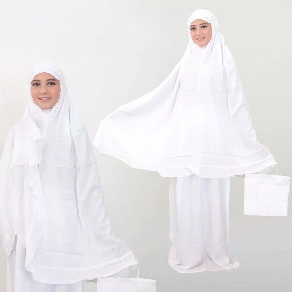 Setelan Mukena Bali Putih Polos Rayon Super Halus Dewasa