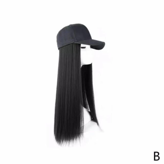 Wig Rambut Palsu Plus Topi Base Ball Panjang 60 CM