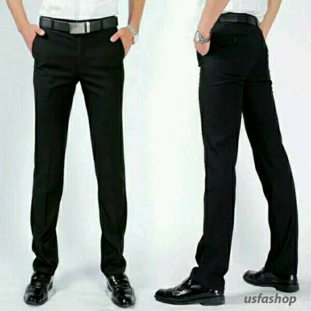 Celana Formal Pria Kerja Slimfit Kantor Bahan Kain Teflon Size 27 - 38 Murah Adem Nyaman Caldin