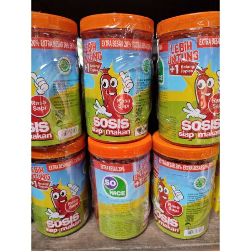 

Sosis so nice / sosis siap makan kemasan toples rasa sapi isi 24pcs