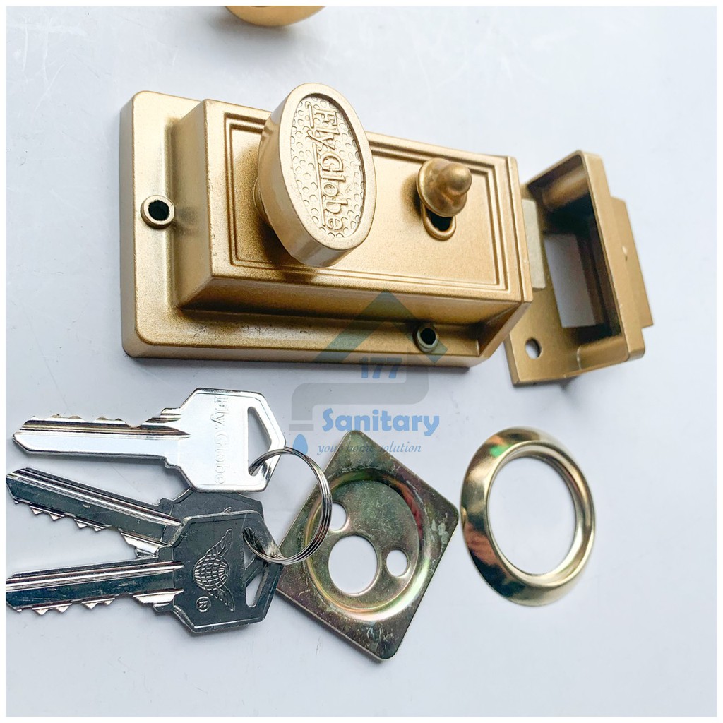 Kunci Otomatis Rim night Latch Antik GOLD-Kunci pintu kuno unik antik lock door model dulu jadul antik unik silver