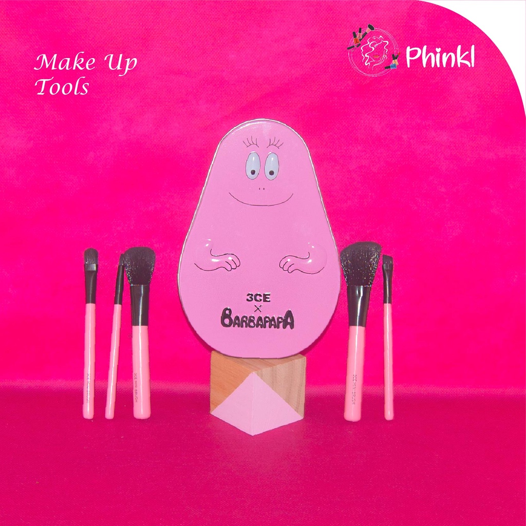 `ღ´ PHINKL `ღ´ kuas BARBAPAPA 5 in 1 untuk makeup oles bedak foundation eyebrow lipstick