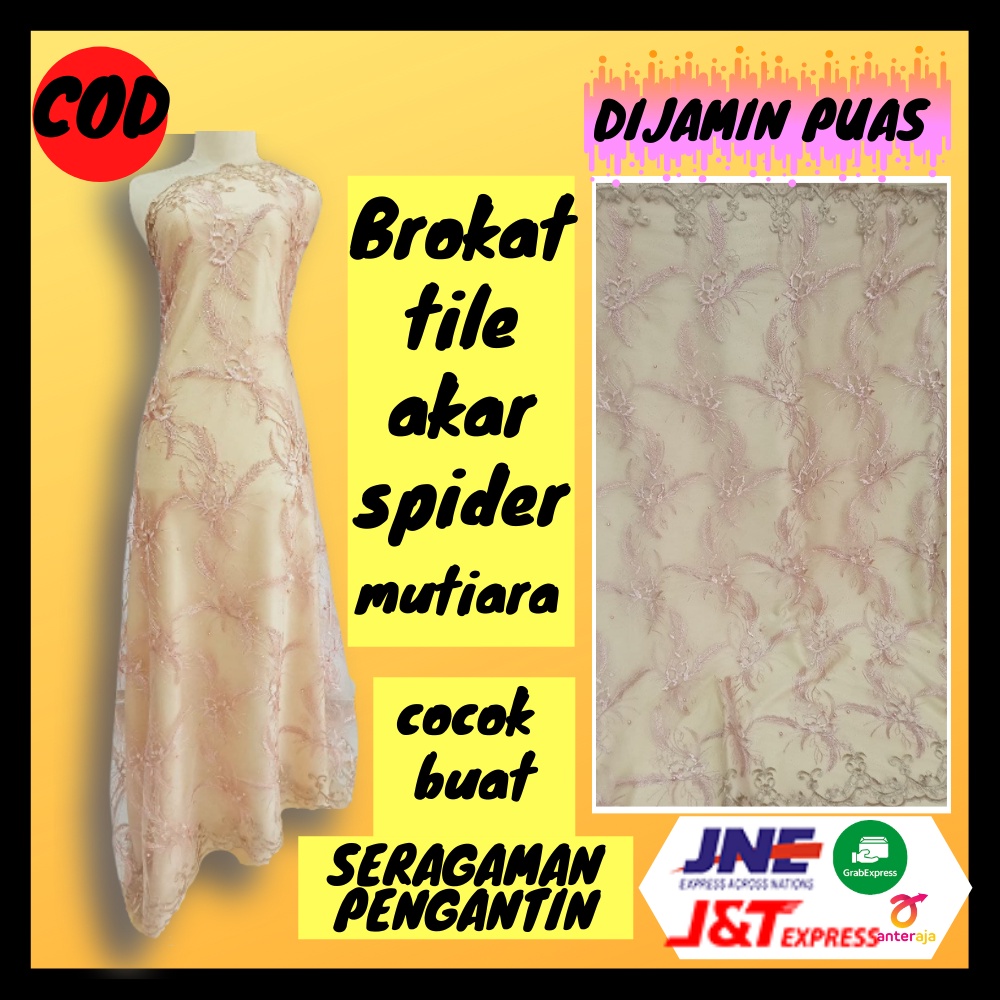 Bakal Bahan Kain Kebaya Gamis Tile Brukat Brokat Renda Akar Speder Mutiara Lamaran Meteran Couple