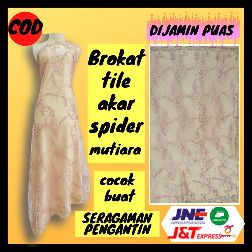 Bakal Bahan Kain Kebaya Gamis Tile Brukat Brokat Renda Akar Speder Mutiara Lamaran Meteran Couple