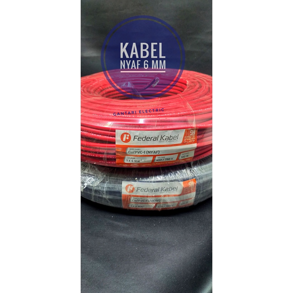 Kabel Nyaf/Serabut Merek Federal 1x6MM SNI LMK Harga Meteran