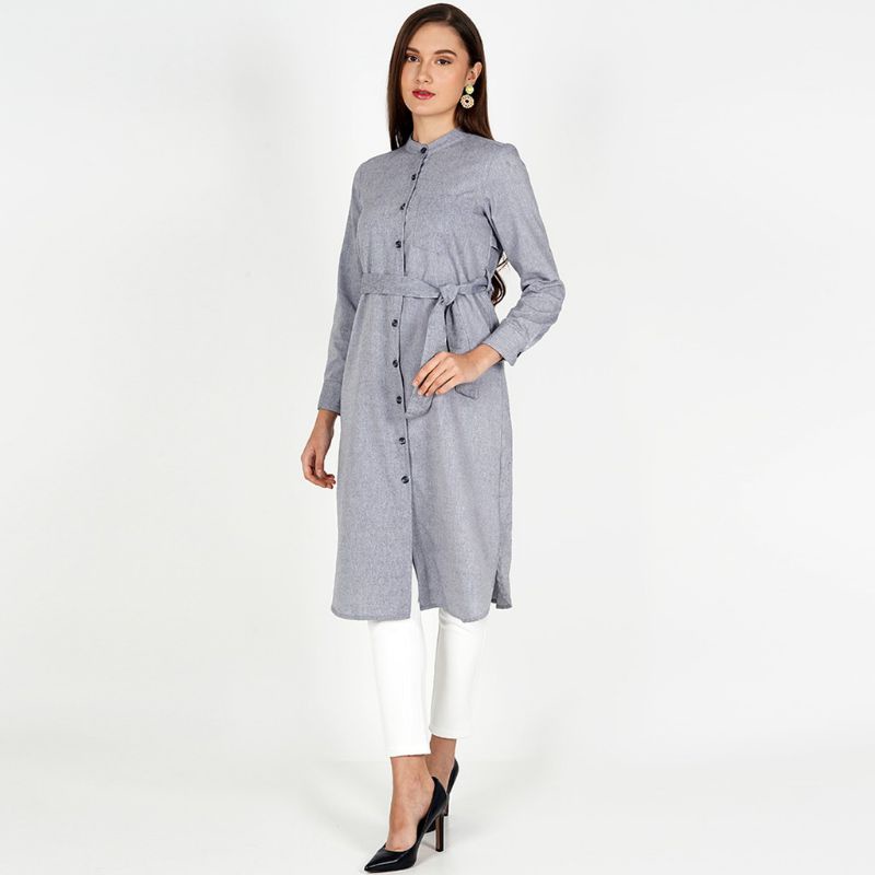Novel mice - Tunik dress Katun Polos Grey LD 102cm
