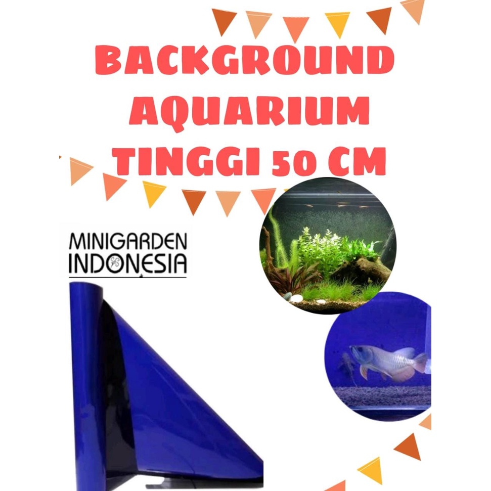 ECER 1METER BACKGROUND AQUARIUM POLOS TINGGI 50CM HITAM BIRU WALLPAPER - PACKING+PIPA