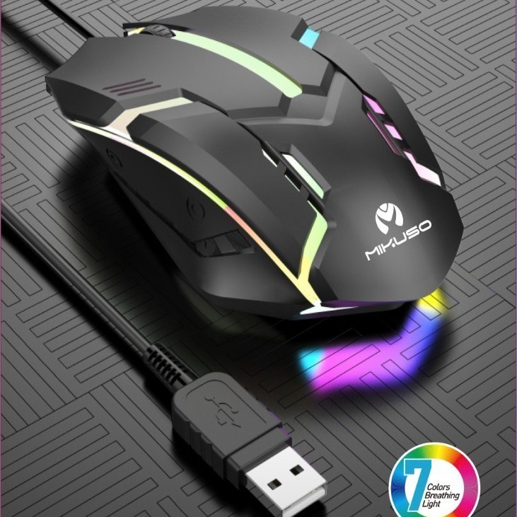 Mouse Mikuso MOS-379U - USB Optical Mouse With 7 Color Breathing Light