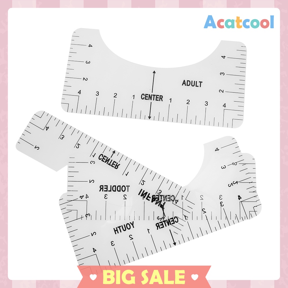 4pcs T-Shirt Alignment Ruler Guide Fabric DIY Chart Sewing Measuring Ruler