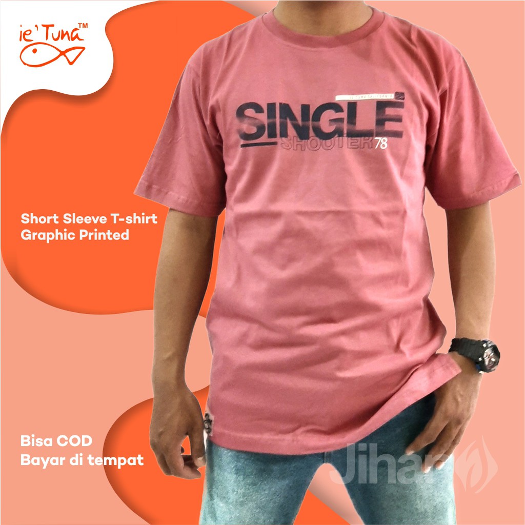 Ie Tuna Casual T-Shirt Kaos Oblong Pria Kaos Distro Original Brand Ie Tuna Kaos Ie Tuna Size M L XL