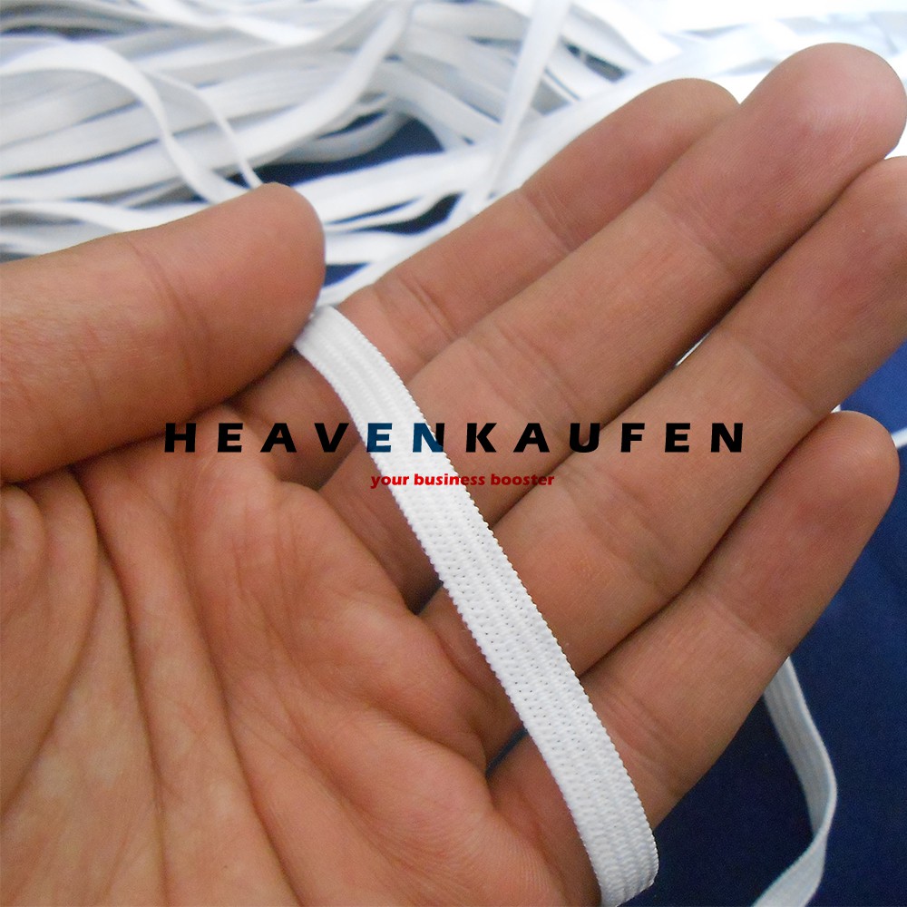 Karet Elastis Elastic Lebar 6 mm Warna Putih Harga Per Rol isi 50 Meter Tanpa Merk