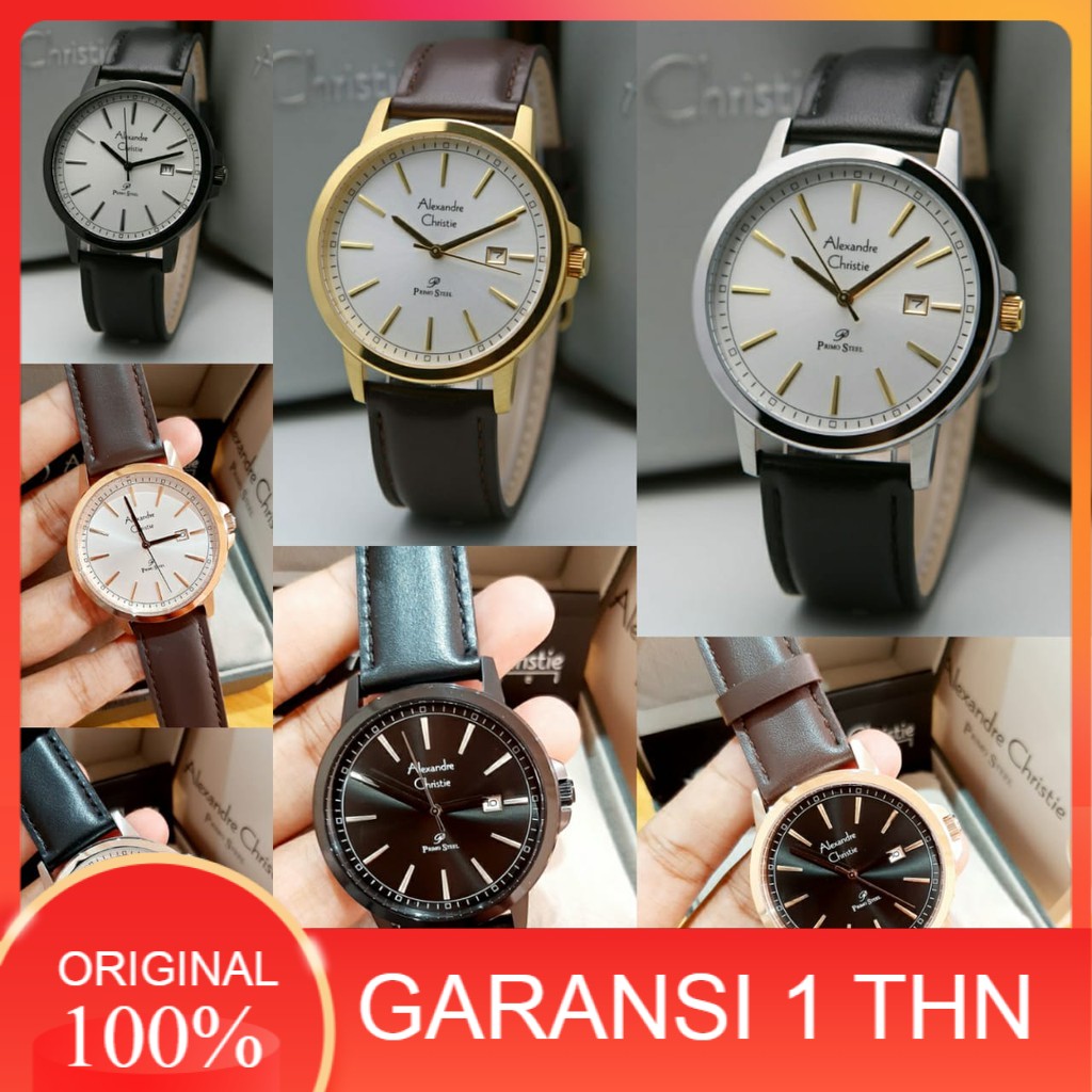 JAM TANGAN PRIA ALEXANDRE CHRISTIE AC 1014 AC1014 BLACK LEATHER ORIGINAL