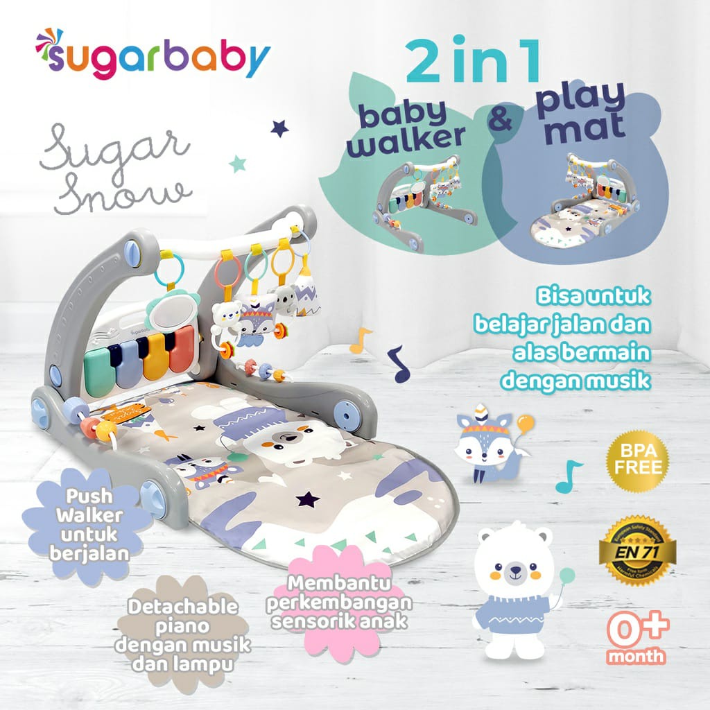 Sugarbaby 2in1 Baby Walker &amp; Playmat / Push Walker - Alat Bantu Jalan Anak