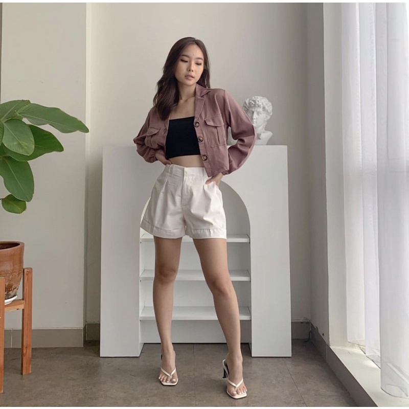 DALMI LONGSLEEVE OUTER TOP KOREA WITH BUTTON - BLOUSE WANITA - OFFICE OUTFIT LOOK - KEMEJA KERJA - KEMEJA KASUAL HADIAH / KADO ULTAH UNTUK CEWEK